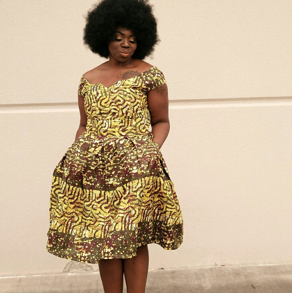 African print women knee length ankara print